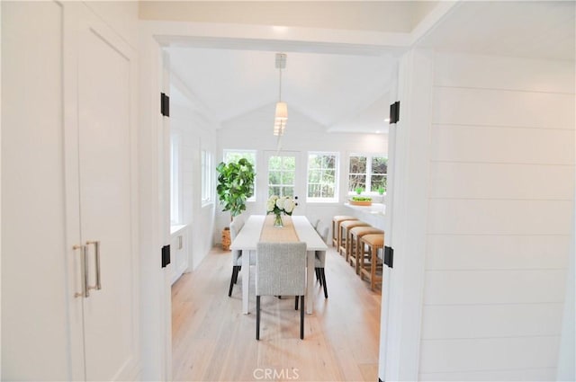 567 Flora St, Laguna Beach, CA 92651 - dining area with lofted ceiling with beams and light wood finished floors