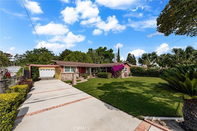 12652 Oaks Ave, Chino, CA 91710 - single story home with concrete driveway, a garage, and stone siding