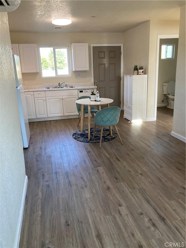 interior space featuring a healthy amount of sunlight, baseboards, and dark wood finished floors