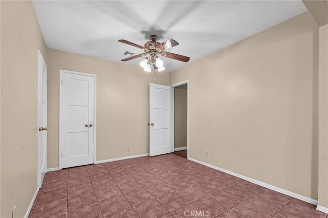 7518 Loch Alene Ave, Pico Rivera, CA 90660 - unfurnished bedroom featuring tile patterned floors, visible vents, ceiling fan, and baseboards