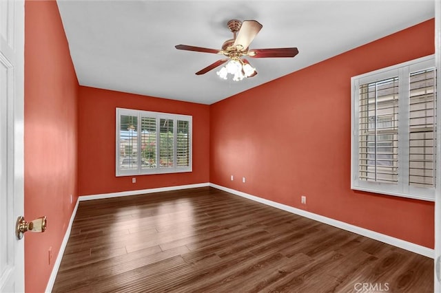 7518 Loch Alene Ave, Pico Rivera, CA 90660 - spare room with baseboards, wood finished floors, and ceiling fan