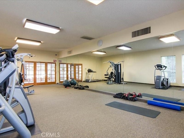 23515 Lyons Ave Unit 286, Valencia, CA 91355 - exercise room with carpet and a textured ceiling