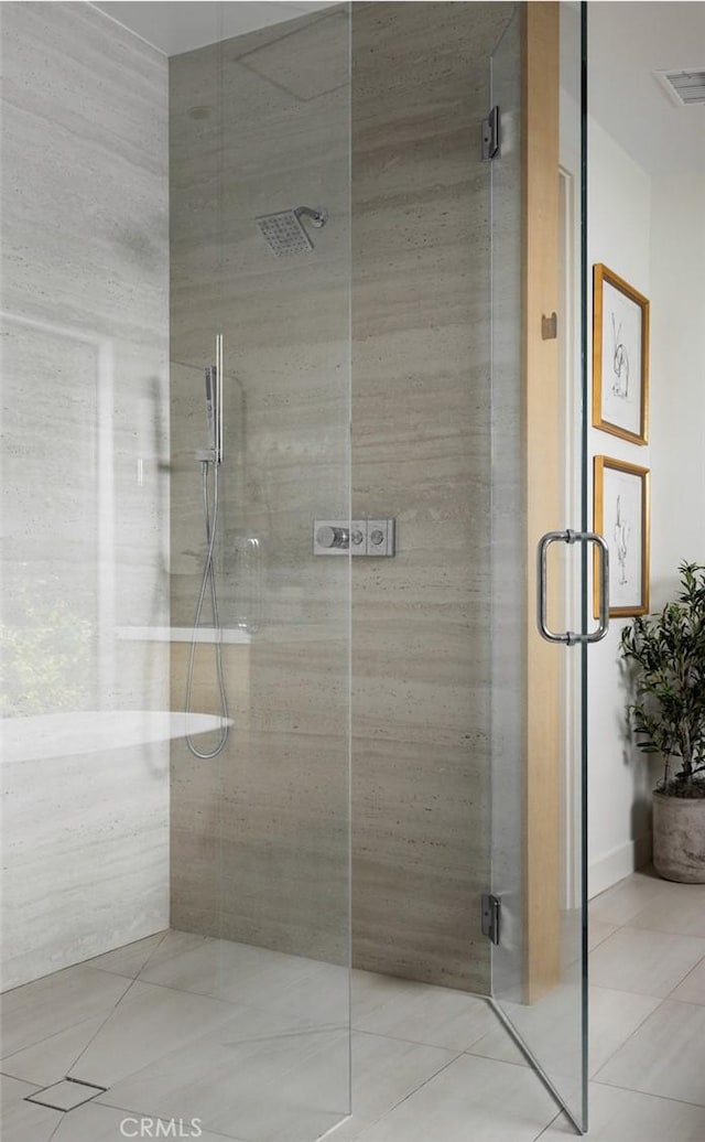 286 Cecil Pl, Costa Mesa, CA 92627 - full bath with a stall shower, tile patterned flooring, and visible vents