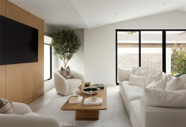 286 Cecil Pl, Costa Mesa, CA 92627 - living room with light tile patterned flooring and lofted ceiling