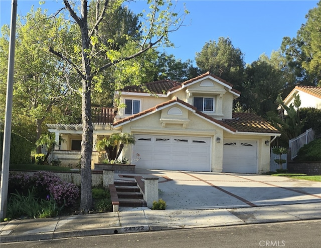 24722 Bracken Ln, Stevenson Ranch, CA 91381 - traditional home featuring a tiled roof, an attached garage, driveway, and stucco siding