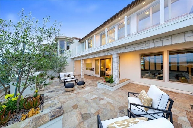 view of patio with an outdoor living space