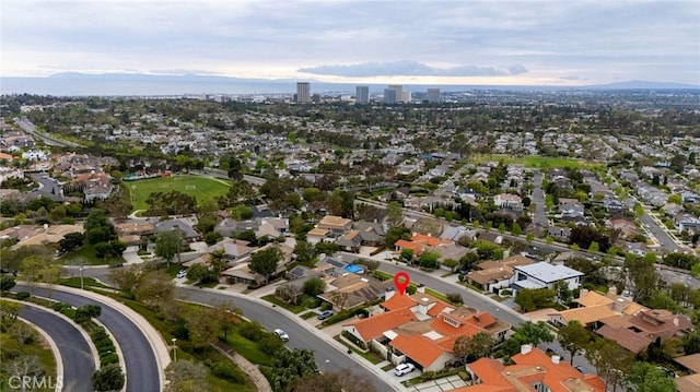 aerial view with a residential view