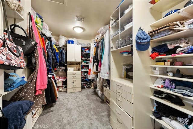 spacious closet with visible vents and carpet