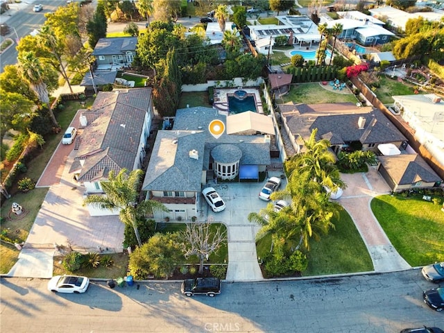 aerial view with a residential view