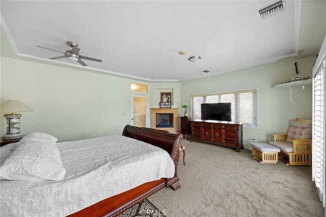 carpeted bedroom with visible vents
