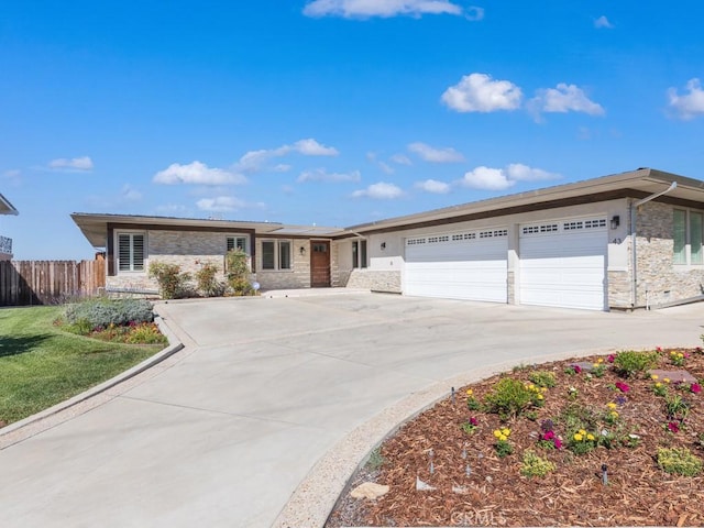 43 Avenida Corona, Rancho Palos Verdes, CA 90275 - single story home with driveway, stone siding, an attached garage, and fence