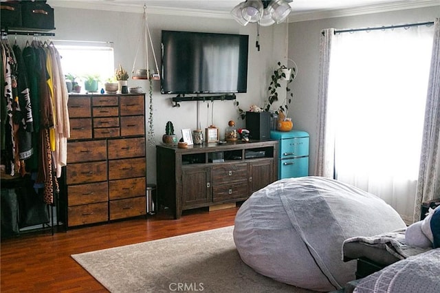 27069 Dawnview Ct, Corona, CA 92883 - bedroom featuring wood finished floors, a closet, and crown molding