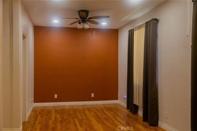 27069 Dawnview Ct, Corona, CA 92883 - spare room with recessed lighting, a ceiling fan, wood finished floors, and baseboards