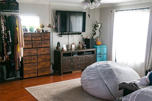 27069 Dawnview Ct, Corona, CA 92883 - bedroom featuring crown molding, a closet, and wood finished floors