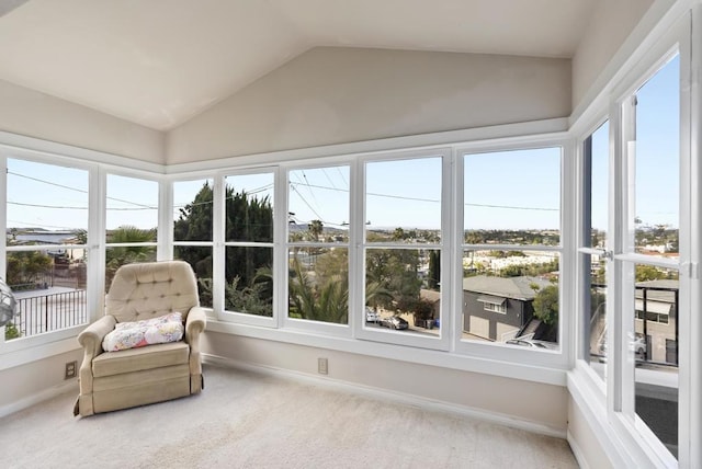 8140 Pasadena Ave, La Mesa, CA 91941 - sunroom / solarium with a healthy amount of sunlight, carpet, and vaulted ceiling