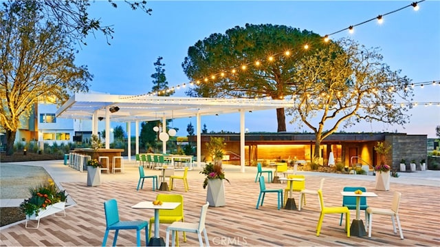 surrounding community with a pergola