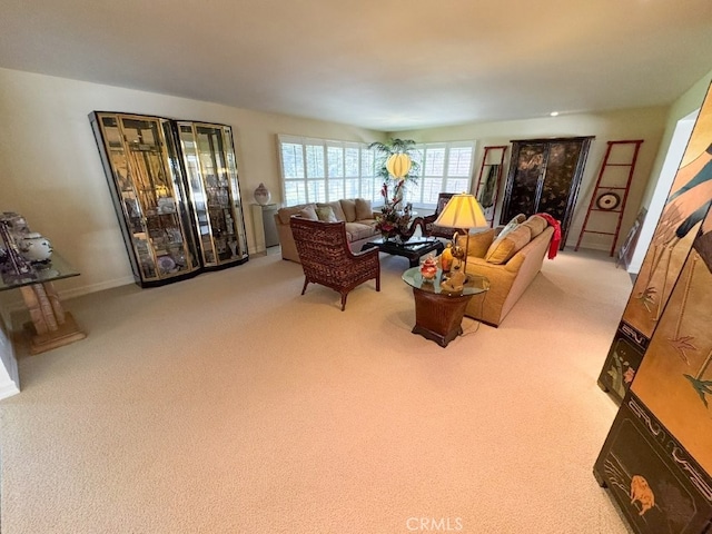 view of carpeted living area