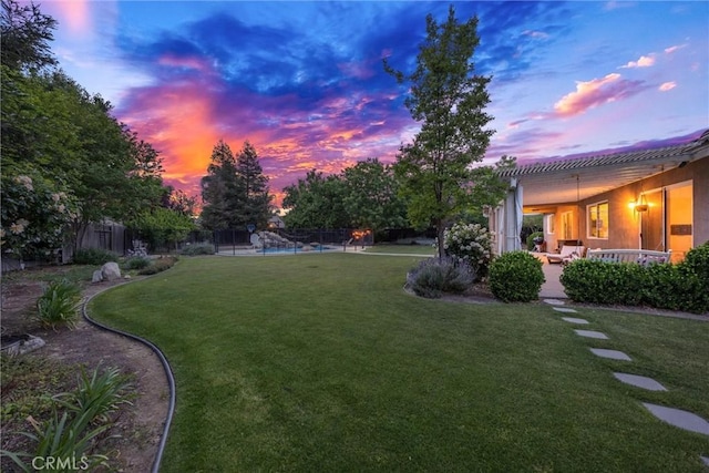 view of yard with fence