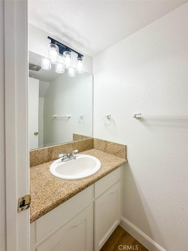 bathroom featuring wood finished floors and vanity