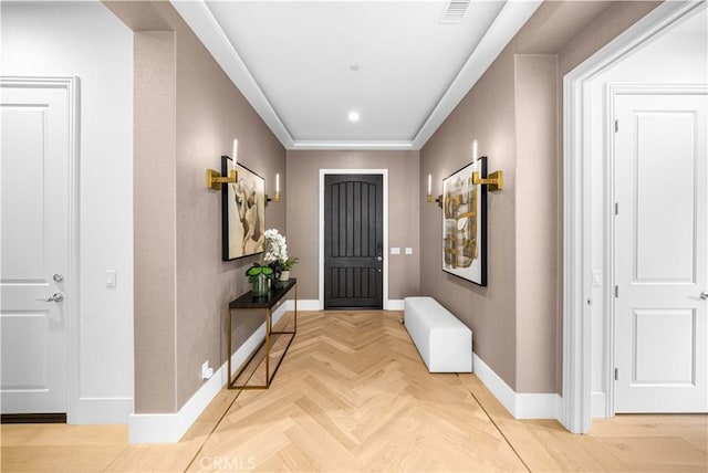 interior space with baseboards, recessed lighting, and visible vents