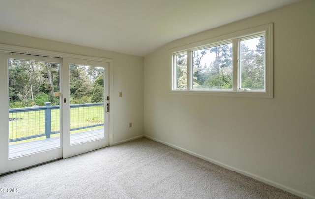 interior space with baseboards and lofted ceiling