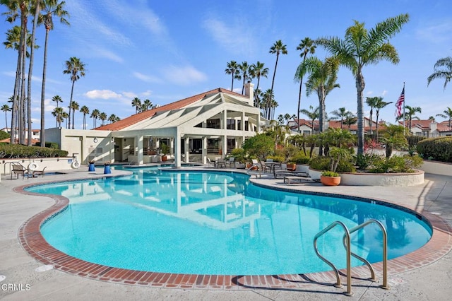 pool featuring a patio area