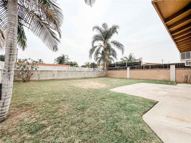view of yard with a patio and a fenced backyard