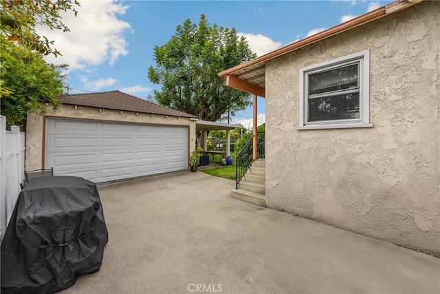 view of detached garage