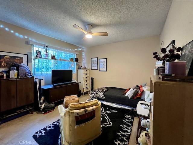 3704 Hellman Ave, Los Angeles, CA 90032 - carpeted living room with a ceiling fan and a textured ceiling