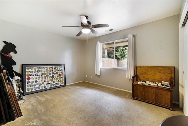 unfurnished bedroom featuring visible vents, carpet floors, and baseboards
