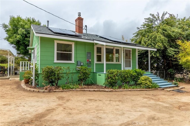 20095 Gustin Rd, Perris, CA 92570 - back of house with roof mounted solar panels and a chimney