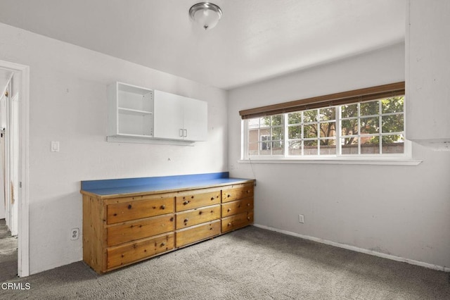 bedroom with light colored carpet