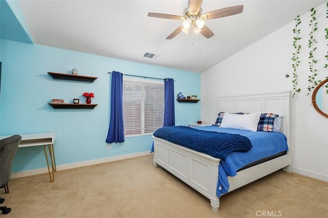 35183 Flamingo Way, Winchester, CA 92596 - bedroom featuring light colored carpet, ceiling fan, and vaulted ceiling