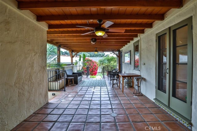 1956 E Woodlyn Rd, Pasadena, CA 91104 - view of patio featuring ceiling fan and french doors