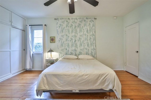 1956 E Woodlyn Rd, Pasadena, CA 91104 - bedroom with baseboards, ceiling fan, and wood finished floors
