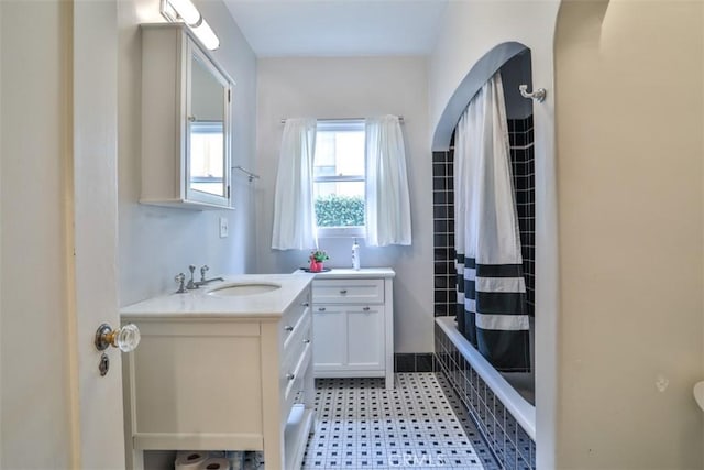 1956 E Woodlyn Rd, Pasadena, CA 91104 - full bathroom featuring tiled shower / bath, tile patterned floors, and vanity