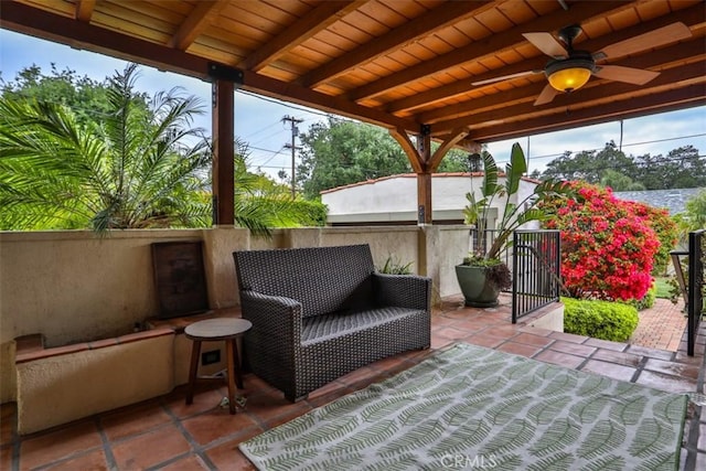 1956 E Woodlyn Rd, Pasadena, CA 91104 - view of patio / terrace featuring fence and a ceiling fan