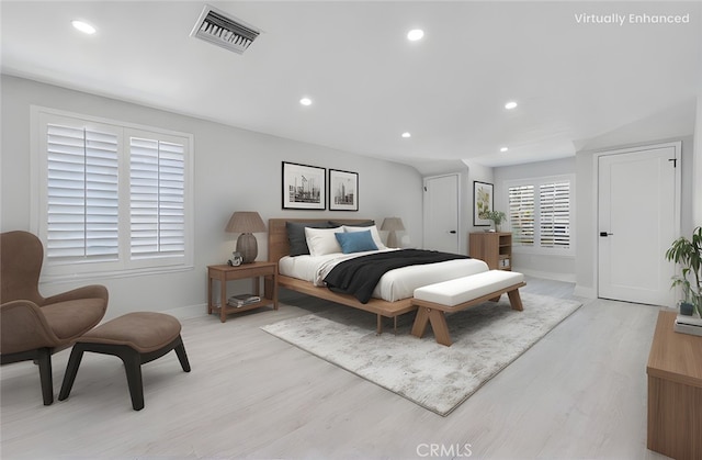 20500 Blairmoore St, Chatsworth, CA 91311 - bedroom with baseboards, light wood-type flooring, and recessed lighting