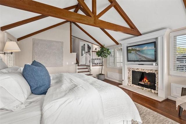 421 High Dr, Laguna Beach, CA 92651 - bedroom featuring wood finished floors and a warm lit fireplace