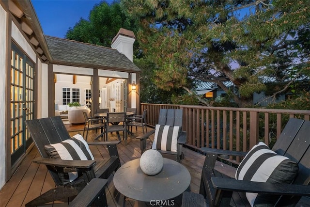 421 High Dr, Laguna Beach, CA 92651 - wooden terrace with outdoor dining space and french doors