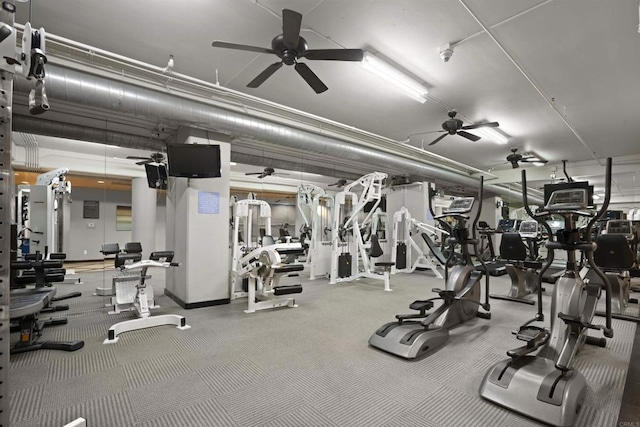 1551 4th Ave Unit 611, San Diego, CA 92101 - gym with a ceiling fan and carpet flooring