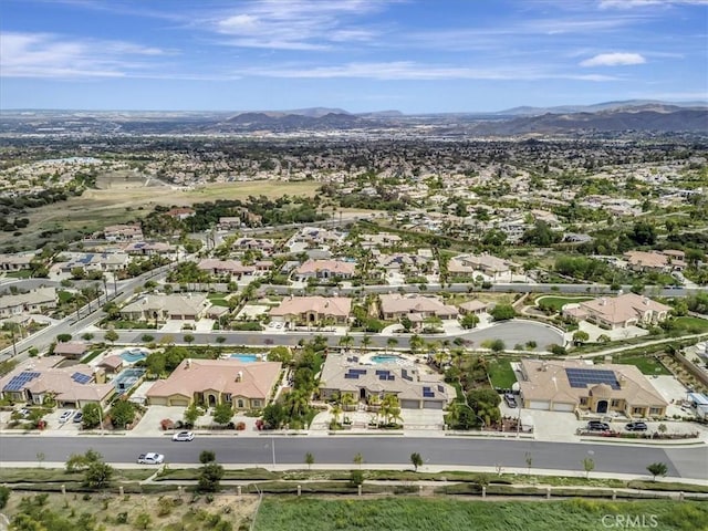 aerial view featuring a residential view and a mountain view
