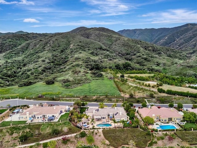 drone / aerial view with a mountain view