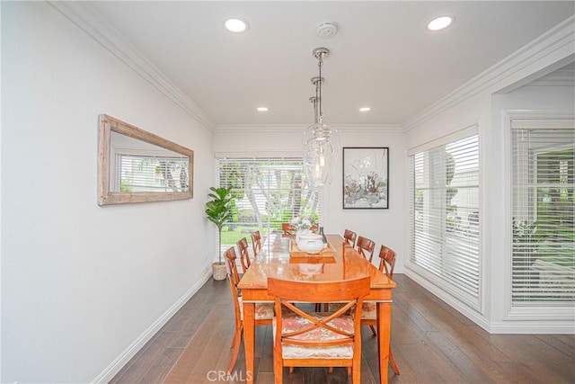 2217 Serrano Pl, Fullerton, CA 92833 - dining area with baseboards, dark wood-style floors, and a healthy amount of sunlight