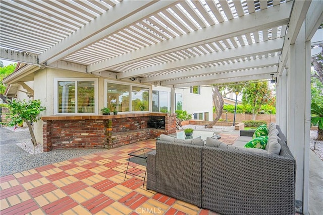 2217 Serrano Pl, Fullerton, CA 92833 - view of patio featuring a pergola, fence, and an outdoor hangout area