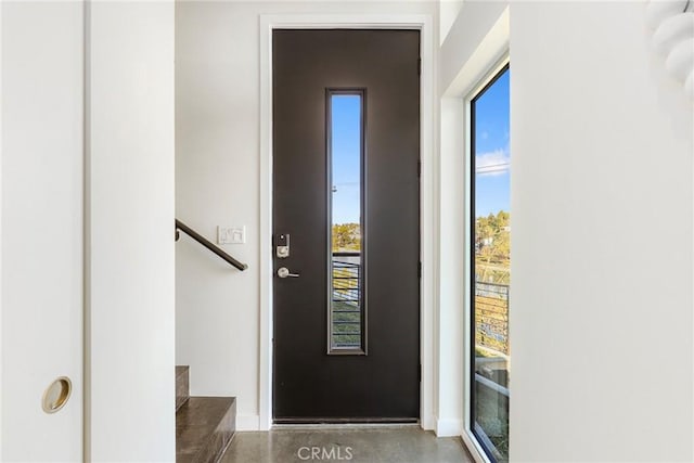 interior space with finished concrete floors