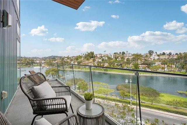 balcony with a water view