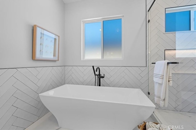 507 N Maria Ave Unit A, Redondo Beach, CA 90277 - full bathroom featuring tile walls and a freestanding bath