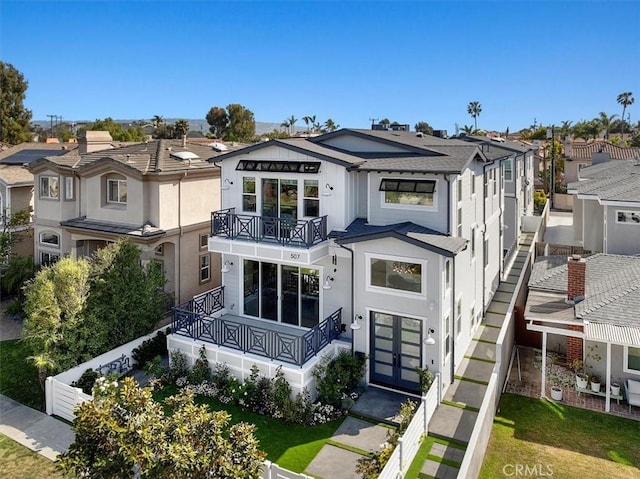 507 N Maria Ave Unit A, Redondo Beach, CA 90277 - view of front of home featuring a balcony, french doors, a residential view, and stucco siding