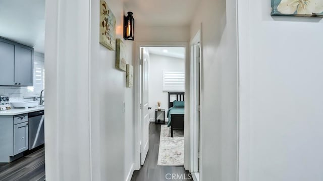 10301 Antigua St, Anaheim, CA 92804 - corridor with dark wood-style floors
